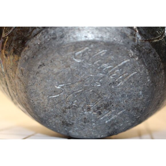 Vtg Studio Art Signed Tribal Pottery Black Southwest 5.5" T x 7" round - Picture 8 of 10